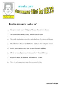 Answers to Grammar Hint 9
